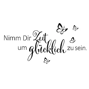 Наклейка на стіну Butterflies Take Time To Be Happy Чорна 36 x 80 см - Фото 1