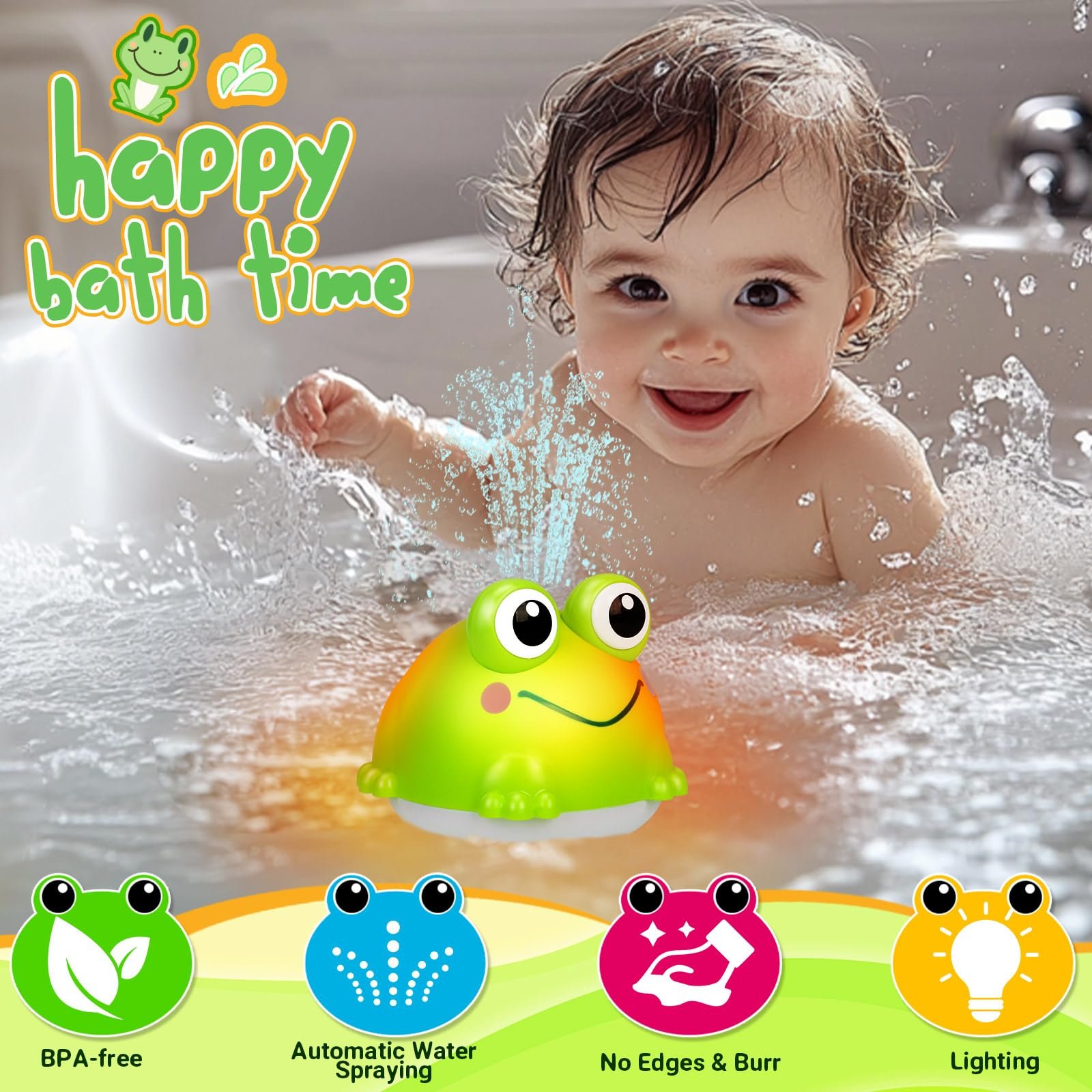 Іграшка для ванни Жаба з LED підсвічуванням, фото №2
