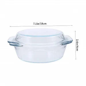 Форма для запекания стеклянная с крышкой и ручками термостойкая круглая прозрачная synthetic.ua - Фото 1