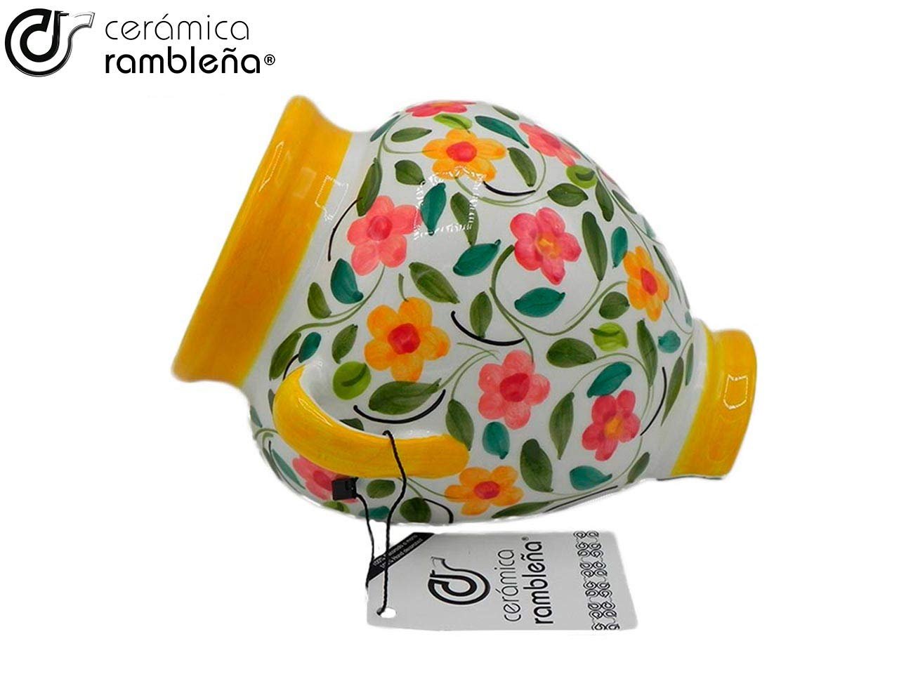 Кашпо керамічне настінне CERÁMICA RAMBLEÑA Orza 20x20x14 см жовто-біле, фото №3 Кашпо керамічне настінне CERÁMICA RAMBLEÑA Orza 20x20x14 см жовто-біле, фото №3