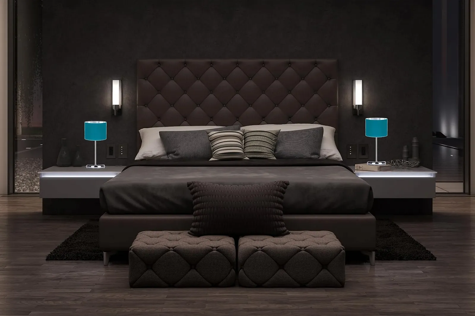 Настольная лампа Home Deco N230-GL1 велюровая E27 бирюзовая, фото №4