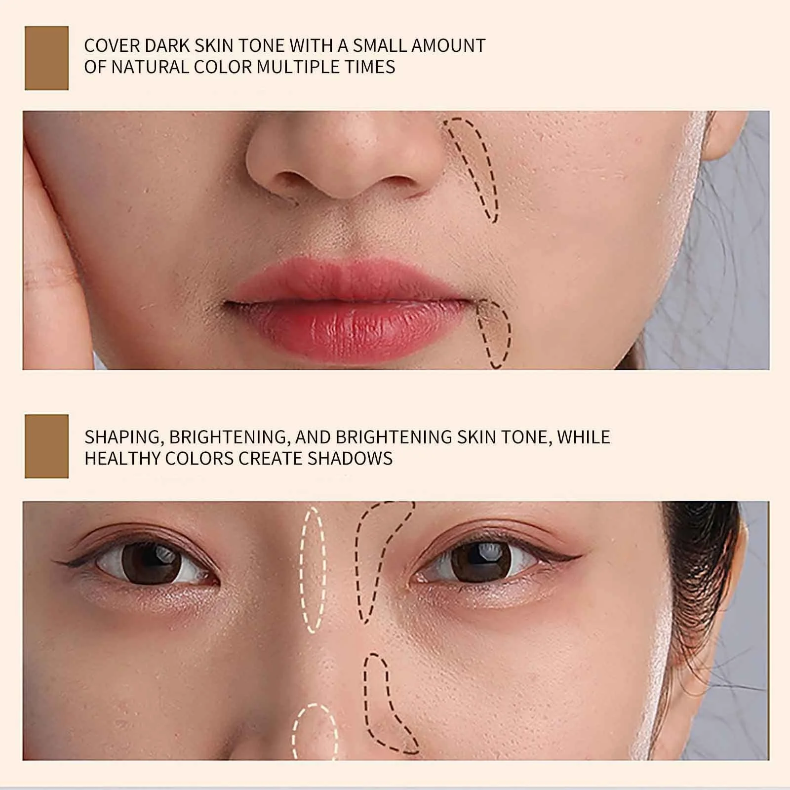 Палетка консилеров TFTI Tri-Colour, кремовый консилер, индивидуальное смешивание, корректирует и скрывает темные круги, недостатки, водостойкий, долговременный, контурирование и осветление 3 в 1 (2 штуки), фото №6