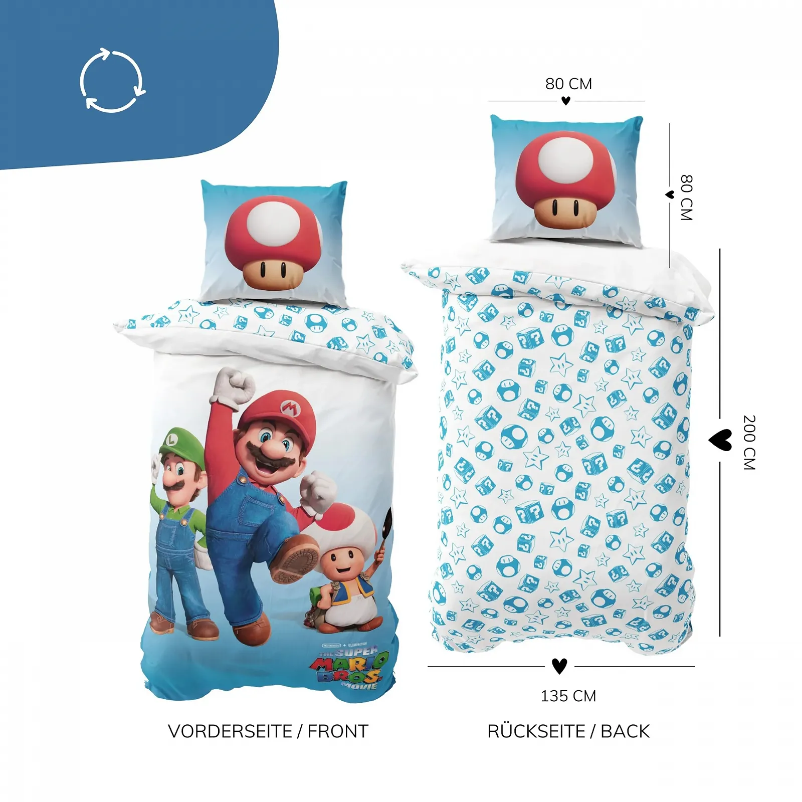 Постільна білизна Microfibre Mario 135 x 200 см, 80 x 80 см + 135 x 200 см, фото №4