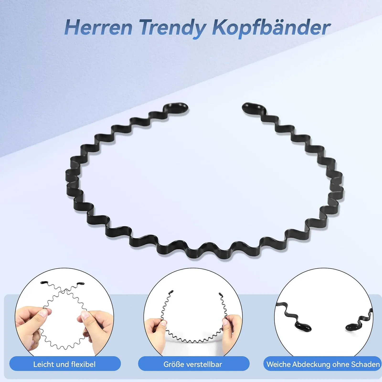 Набір з 6 металевих хвилястих обручів для волосся, фото №4