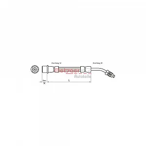 Гальмівний шланг METZGER 4111109 для PEUGEOT, задній правий - Фото 1