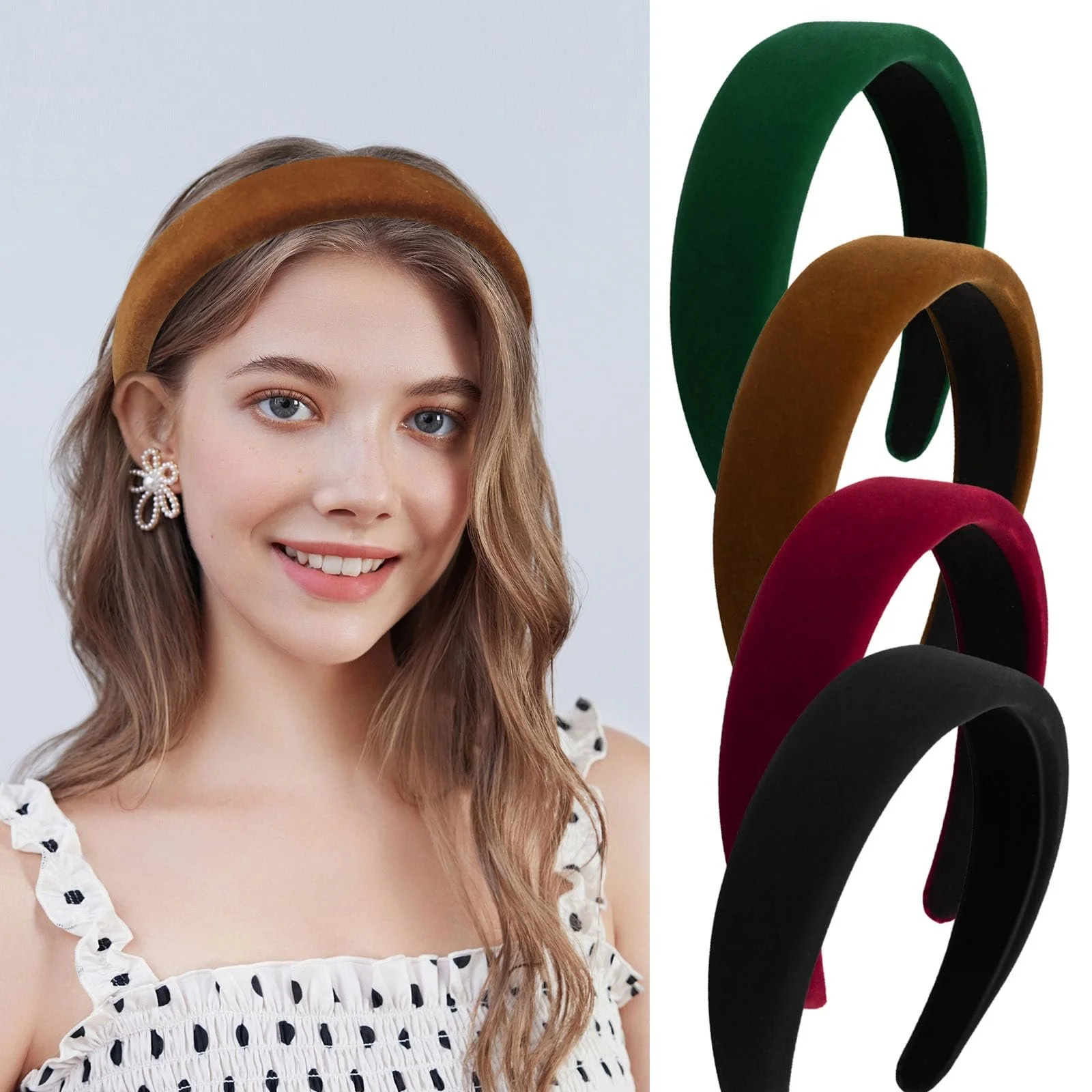 Обруч ZOCONE, оксамитовий, набір 4 шт., широкий, фото №6