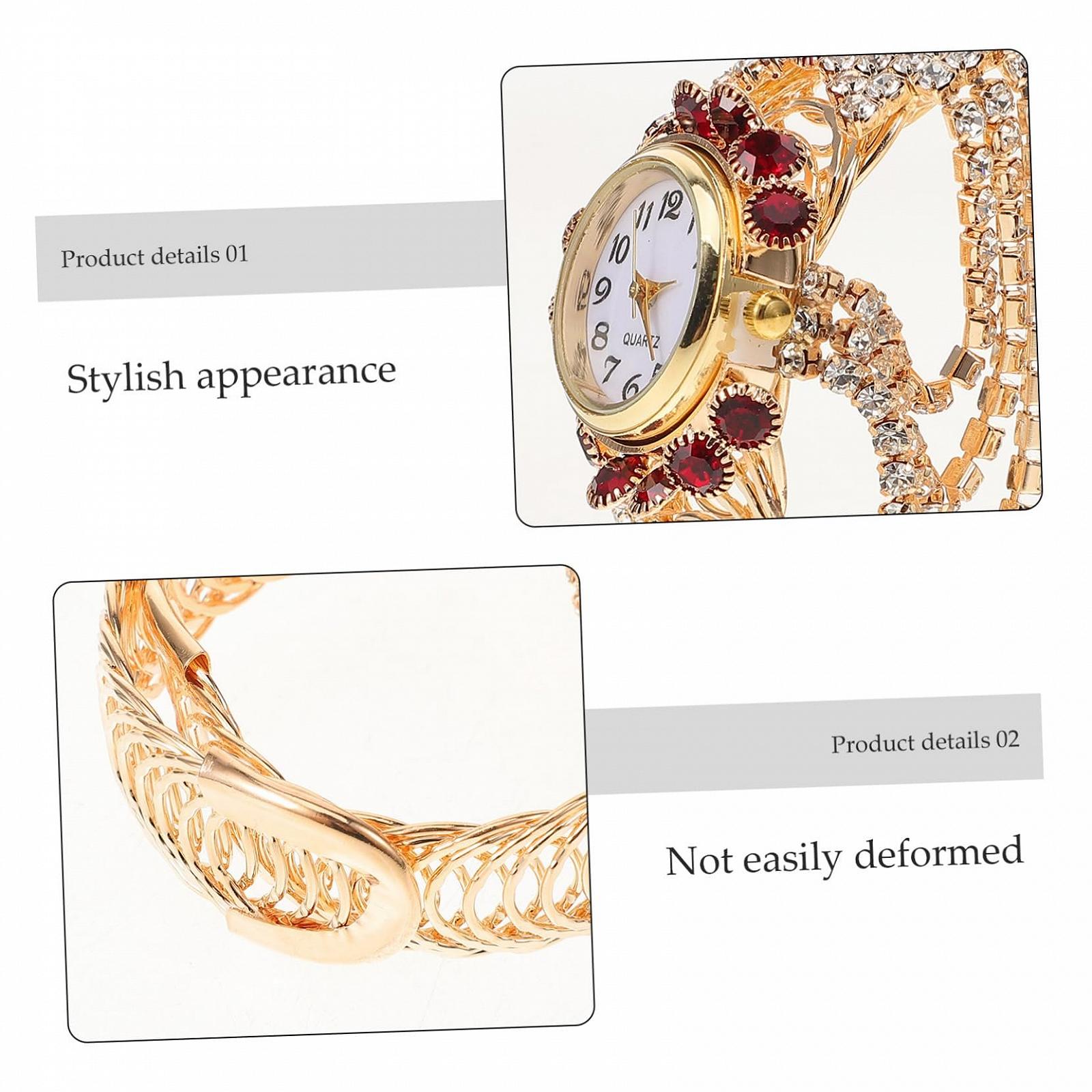 Женские часы Beaupretty Элегантные часы с ремешком из нержавеющей стали для особых случаев, темно-красный, легкий, фото №8