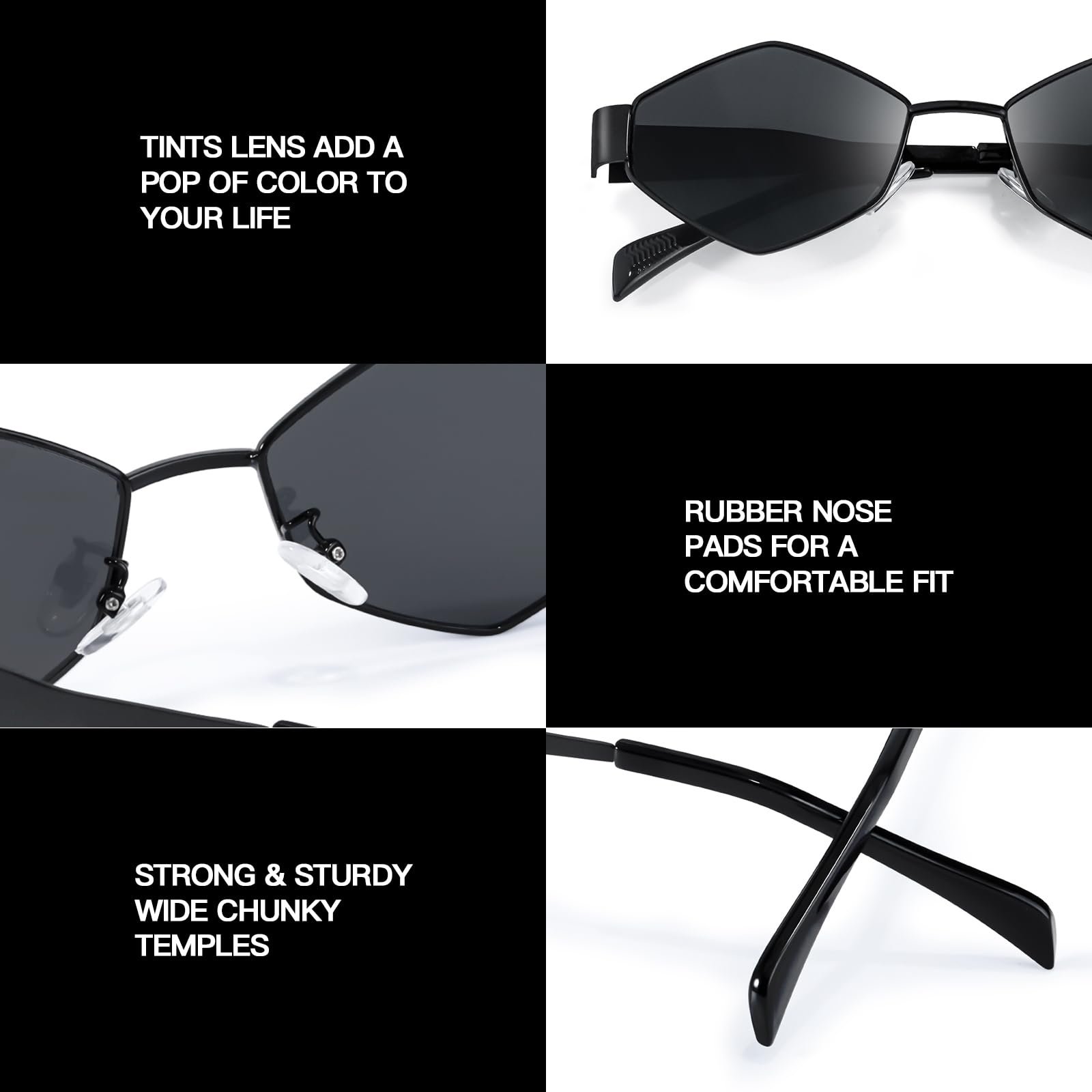 Солнцезащитные очки Женские SODQW Шестиугольная Металлическая оправа UV400, фото №3