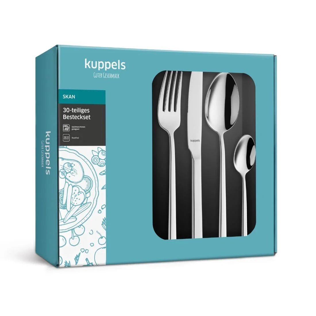 Набір столових приборів KUPPELS Skan 30 предметів Нержавіюча сталь, фото №6
