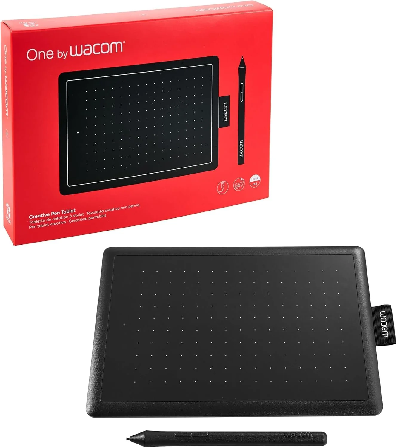 Графічний планшет One by Wacom Small (CTL-472-N) Чорно-червоний, фото №1