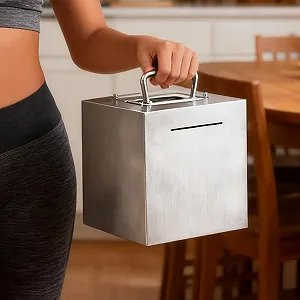 Скарбничка 15,2 см з нержавіючої сталі багаторазова металева з ручкою synthetic.ua - Фото 1