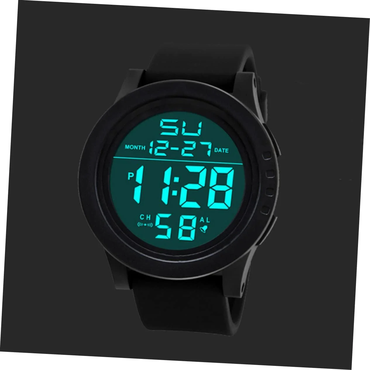 Спортивные часы PartyKindom LED Большие цифровые наручные часы Секундомер Функция обратного отсчета Подходит для спорта и отдыха Черный, фото №9