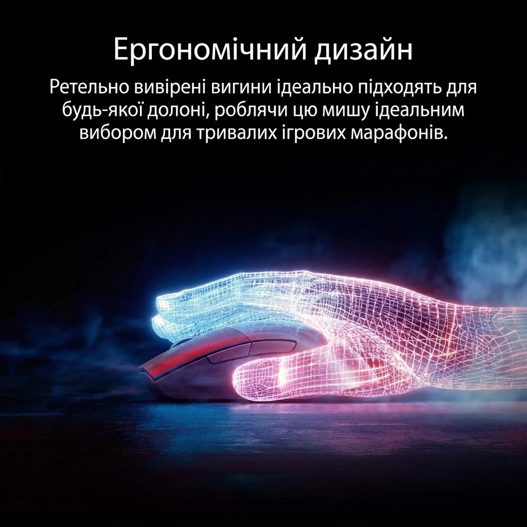 Ігрова бездротова миша ASUS ROG Keris Wireless / Bluetooth / Радіоканал / USB / ROG Sensor / 16000 DPI / 7 кнопок / RGB підсвітка / Чорна, фото №6