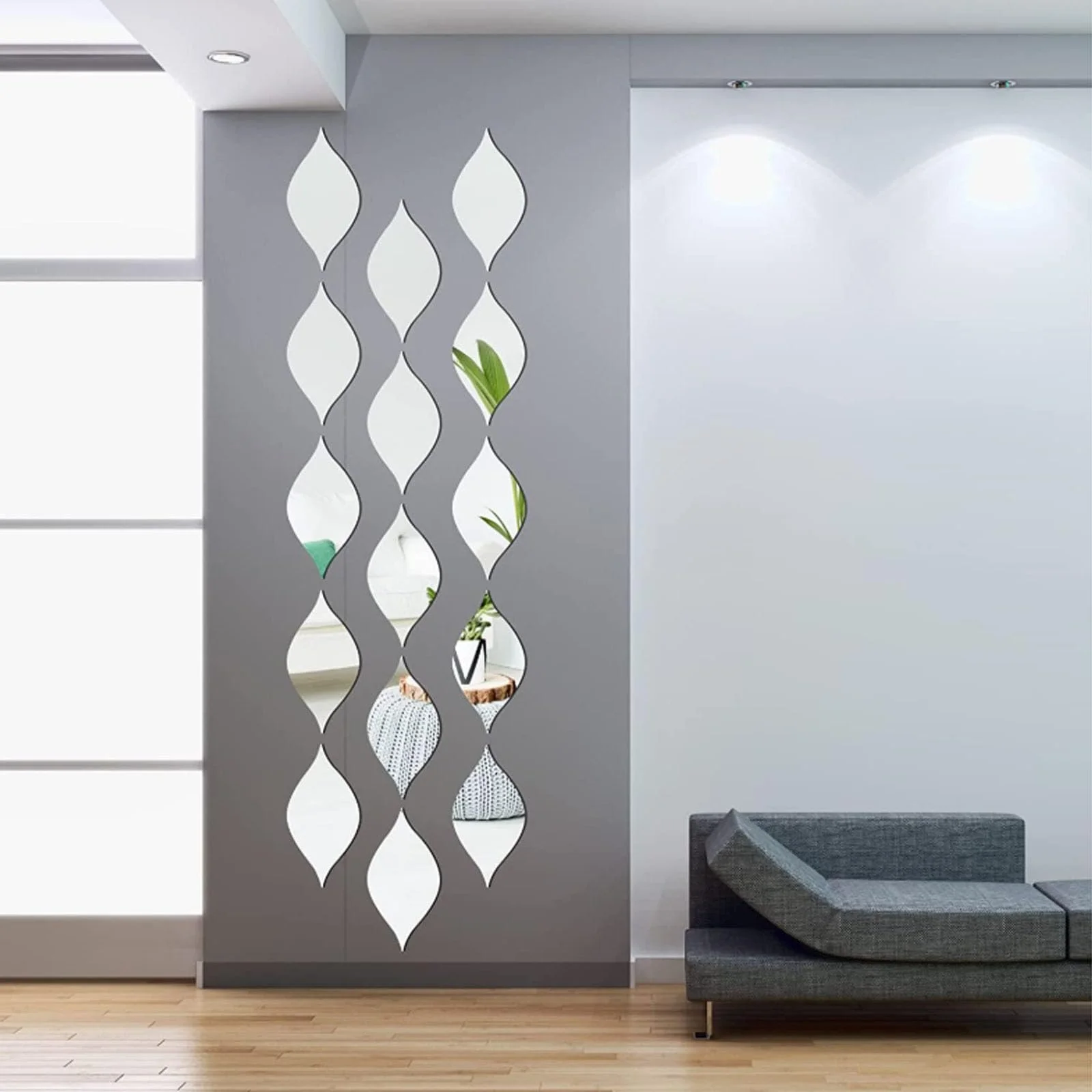 Наклейка-дзеркало на стіну Шестикутник 24 шт. Сріблястий, фото №3 Наклейка-дзеркало на стіну Шестикутник 24 шт. Сріблястий, фото №3