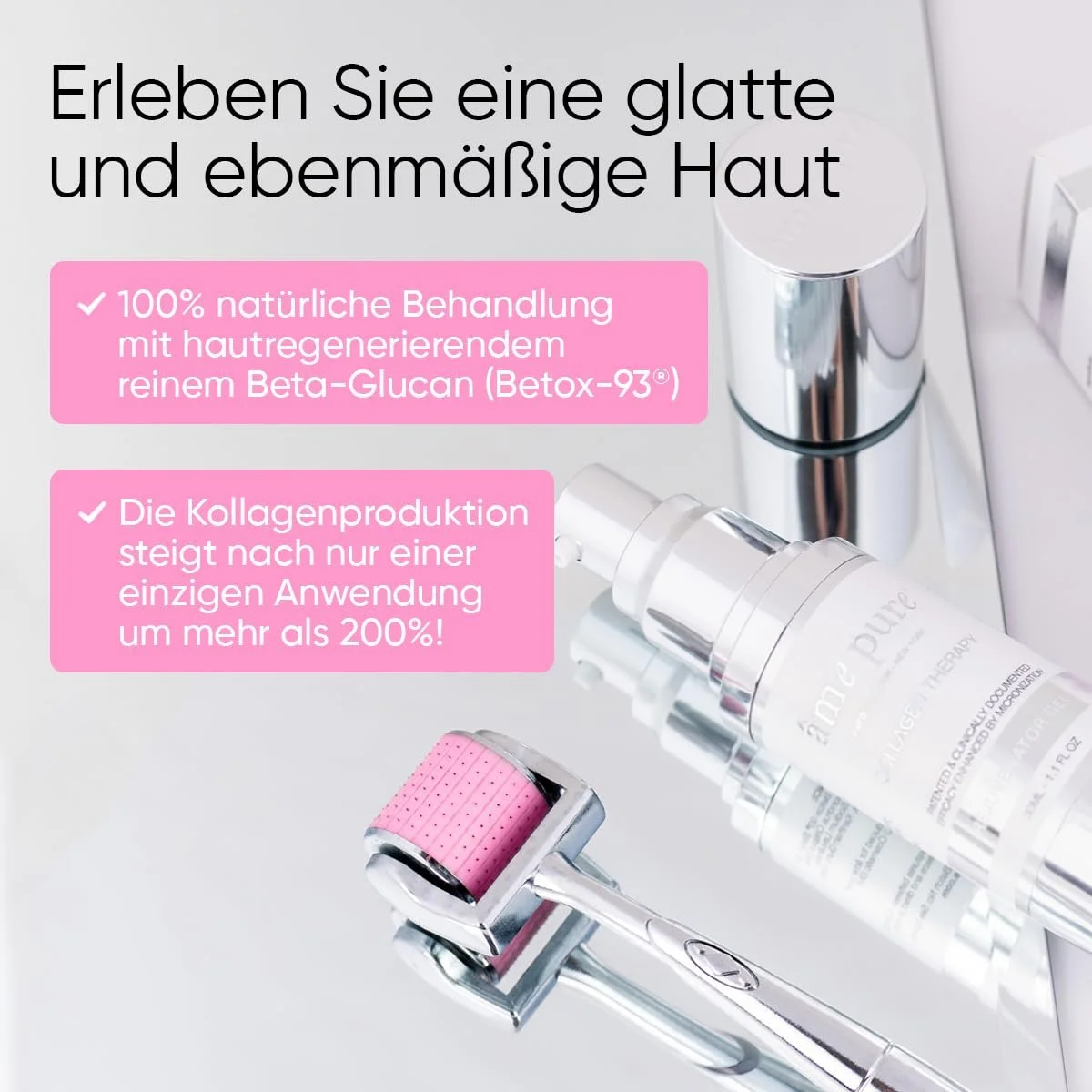 Ролер для обличчя Ame Pure CIT Basic Set, 100% натуральна мікроголкова обробка, фото №2