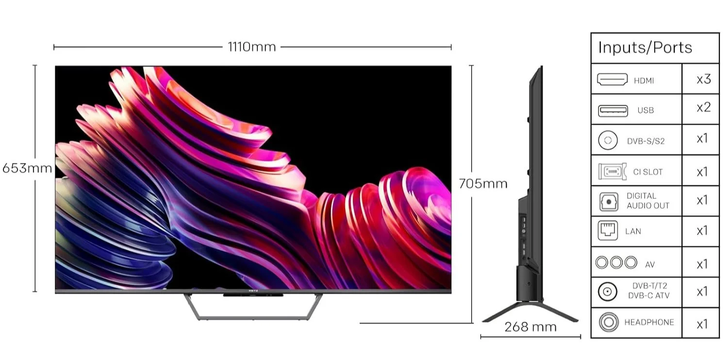 Телевизор 50" Metz MQE7600 / 4K / 60 Гц / QLED / Smart TV / Wi-Fi / Bluetooth / T2, фото №4 Телевизор 50" Metz MQE7600 / 4K / 60 Гц / QLED / Smart TV / Wi-Fi / Bluetooth / T2, фото №4