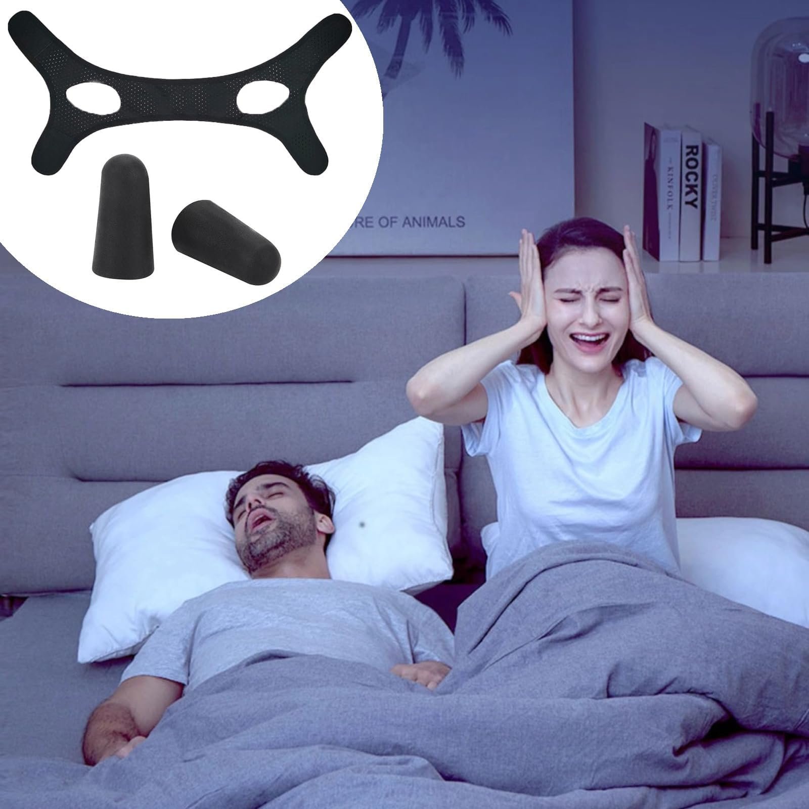 Набір проти хропіння з 3 предметів Регульований ремінець на підборіддя Беруші, фото №5