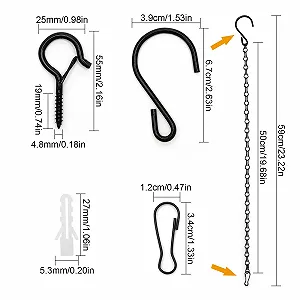 Набор цепочек для подвешивания 6 шт. 50 см металлические с 2 крючками-шурупами Черный synthetic.ua - Фото 1