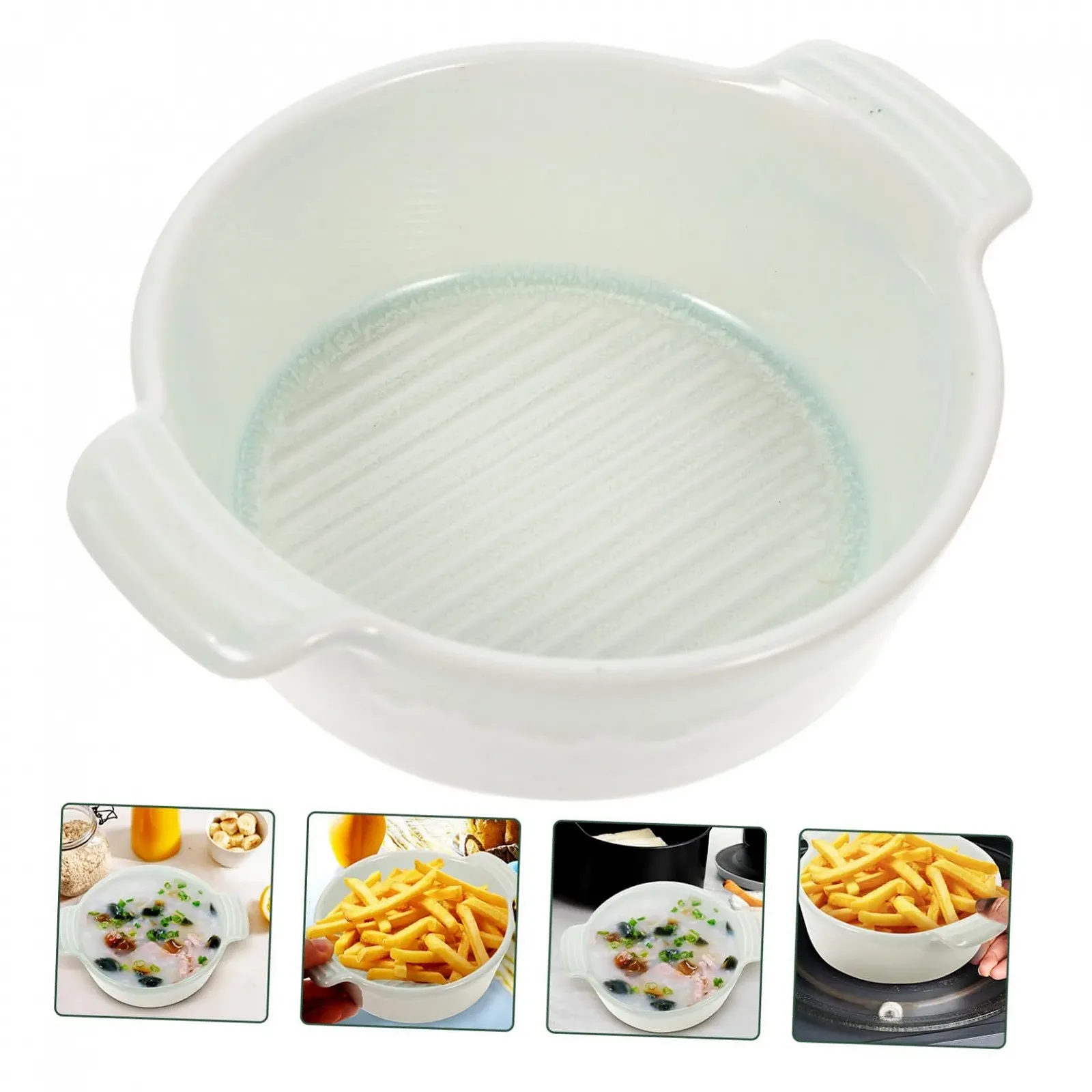 Форма для запекания INOOMP керамическая с двойными ручками круглая термостойкая, фото №3