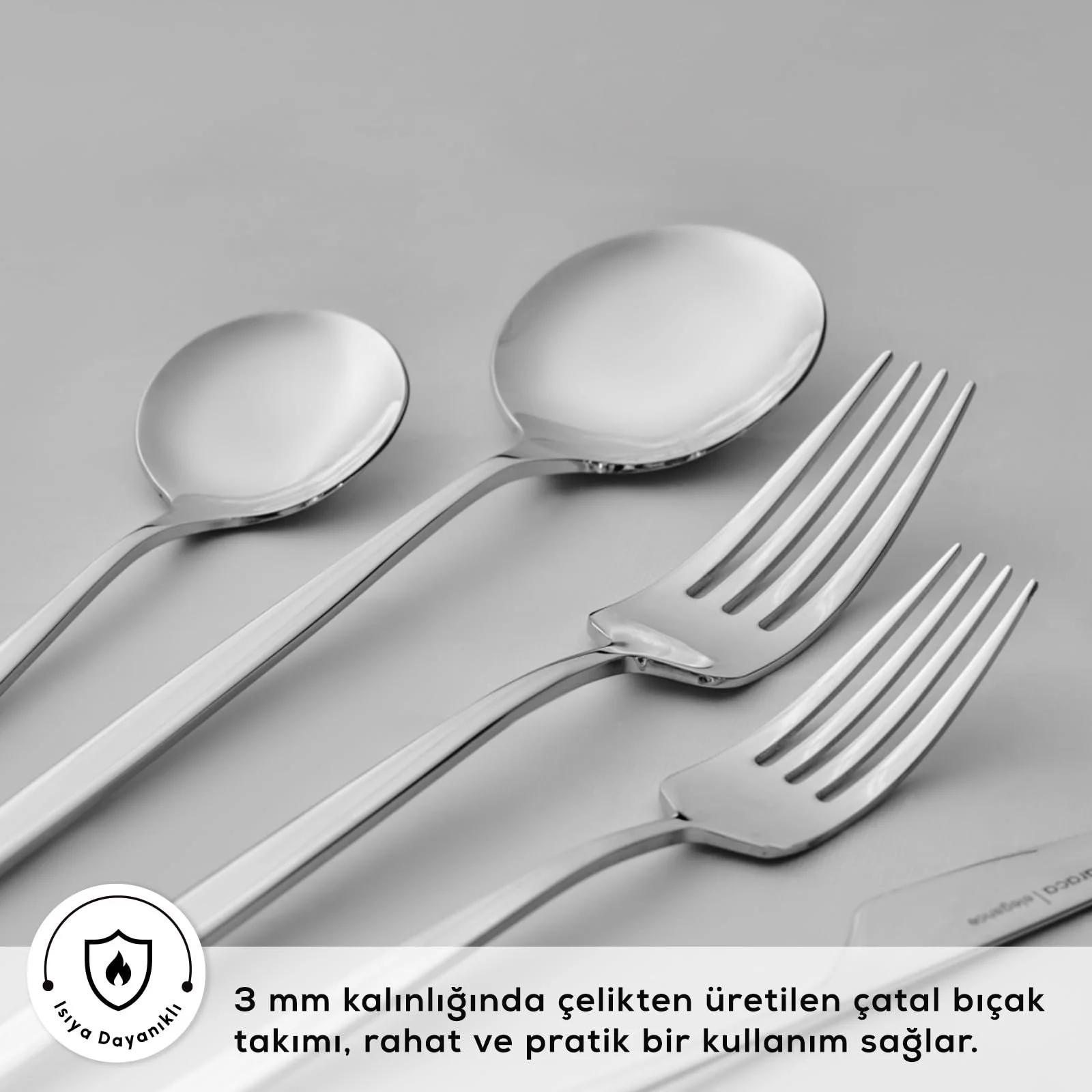 Набір столових приборів Karaca Braga на 12 персон 84 предмети Срібний, фото №6