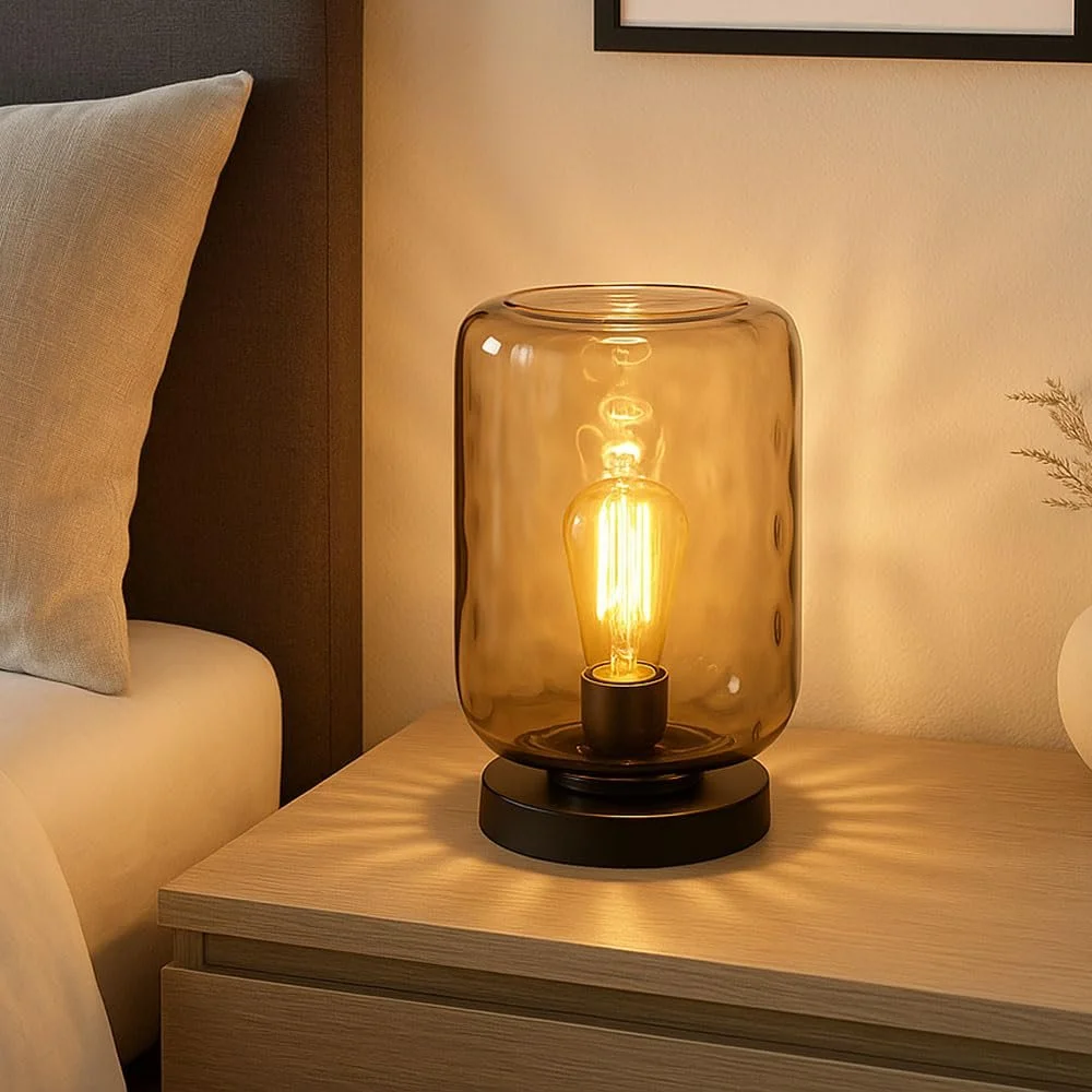 Настольная лампа GLOBO Retro Стекло Янтарный Прозрачный Черный 1x E27 19 x 32.5 см, фото №3