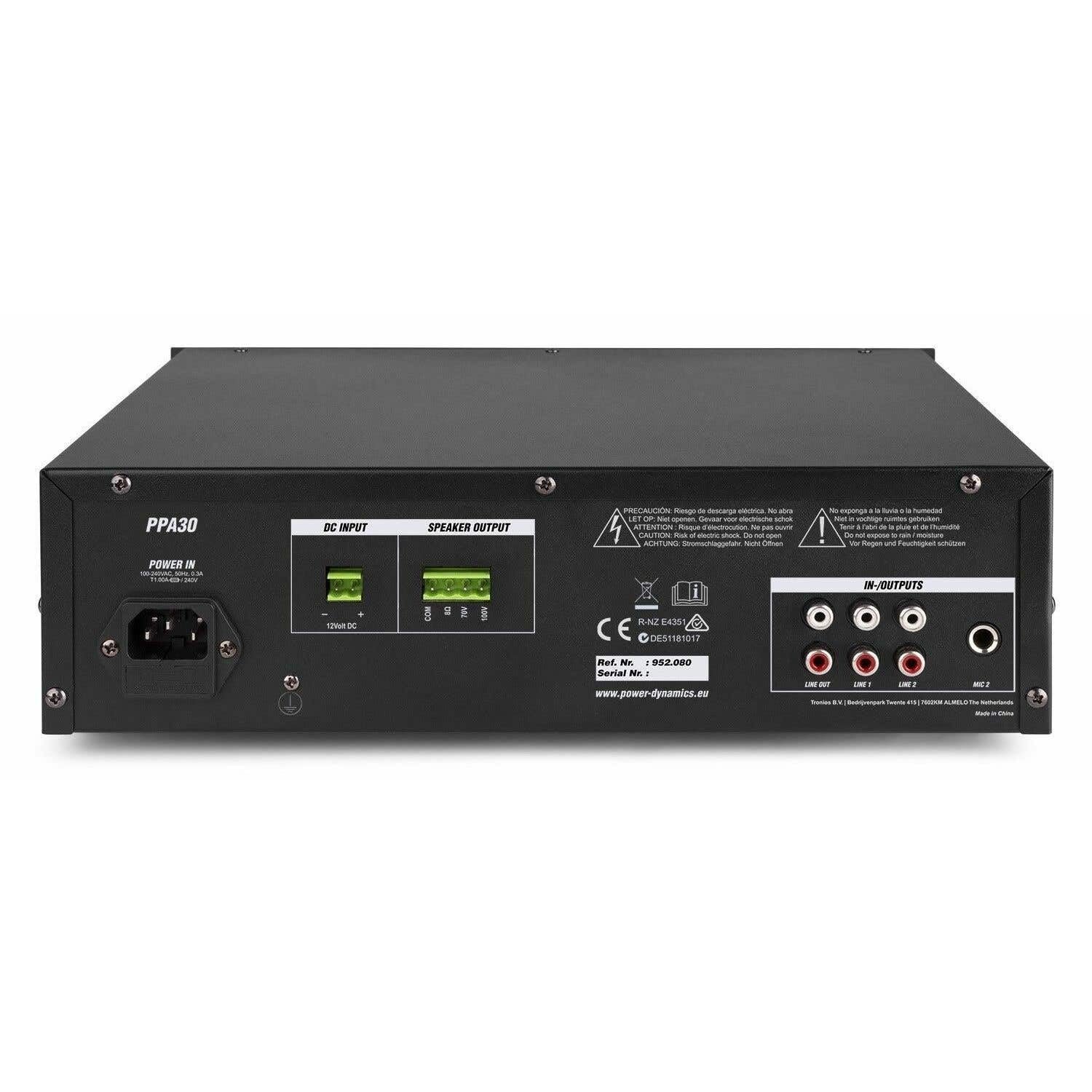 Трансляційний підсилювач Power Dynamics PPA30 100 Вольт 30 Ват Bluetooth USB SD MP3 1 зона, фото №4