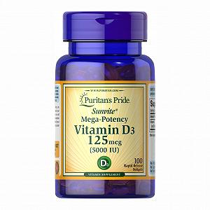 Vitamin D-3 125mcg 5000 IU Sunvite Mega Potency 100 tabs - Фото 1