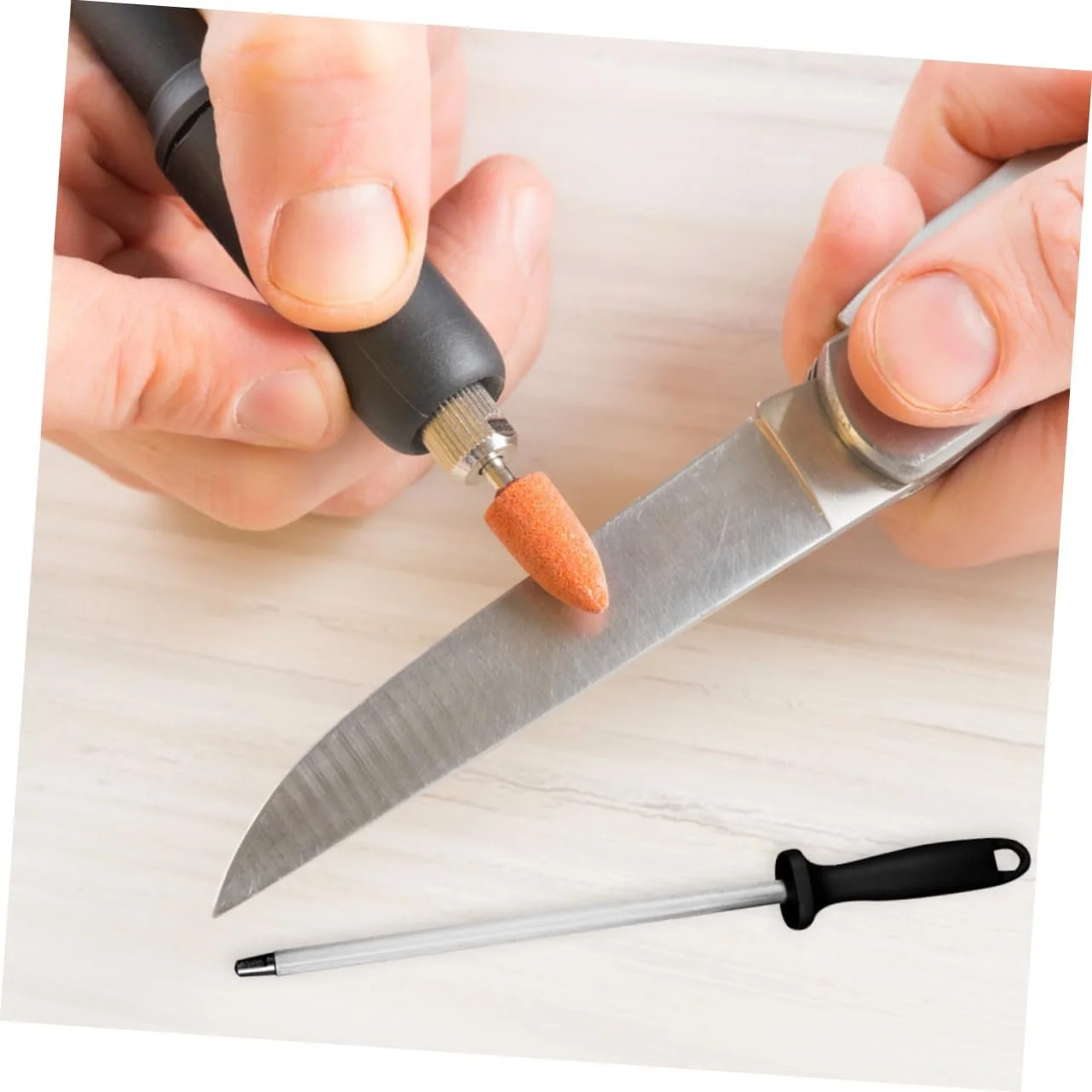 Мусат для заточки ножей 2 штуки алмазный многофункциональный, фото №6