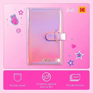 Мини-фотоальбом Barbie x Kodak для фотографий 5 x 7,6 см, совместимый с Barbie x Kodak Printomatic и Step Slim Printers, розовый synthetic.ua - Фото 1
