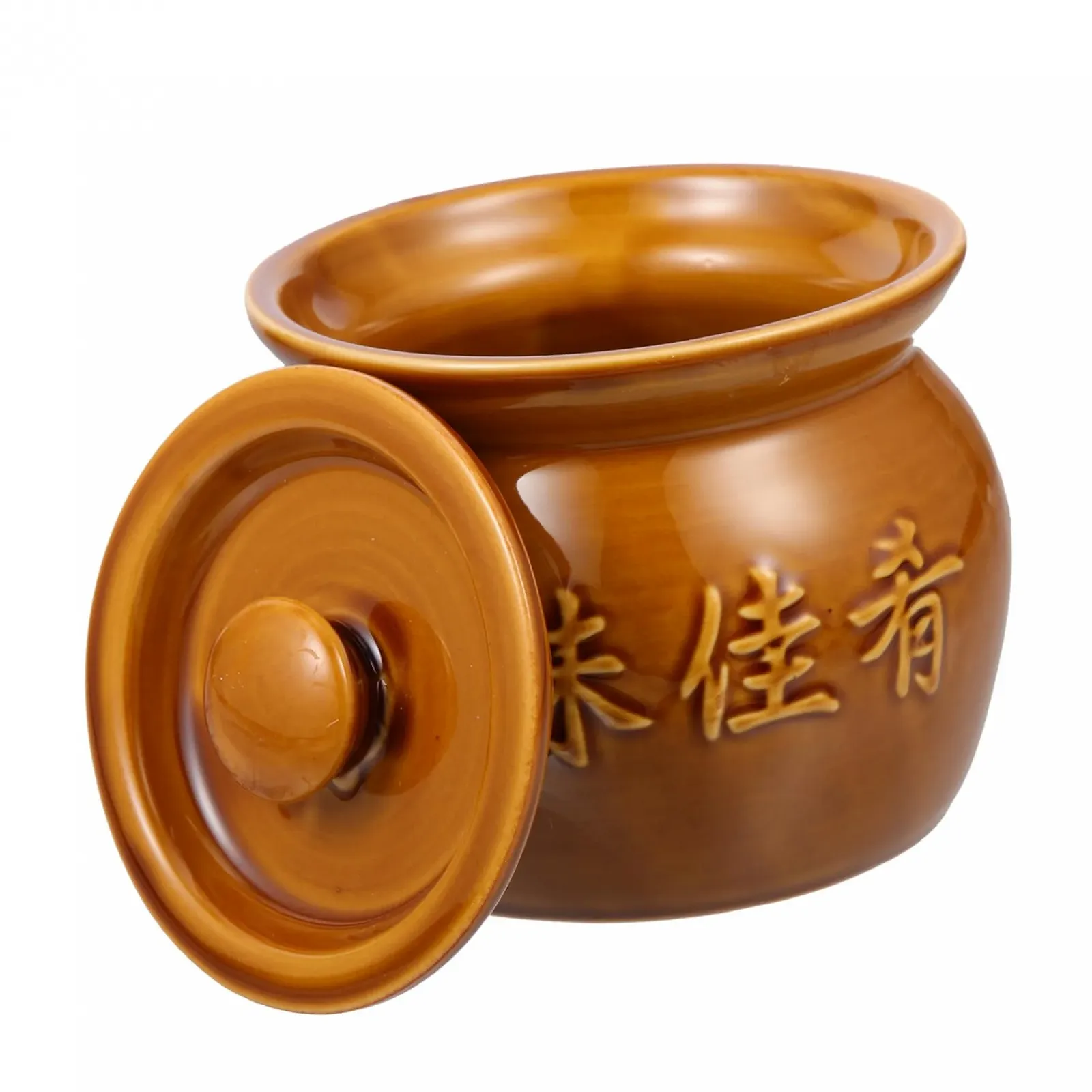 Кастрюля для супа Alipis керамическая 500 мл с крышкой жаропрочная коричневая, фото №1