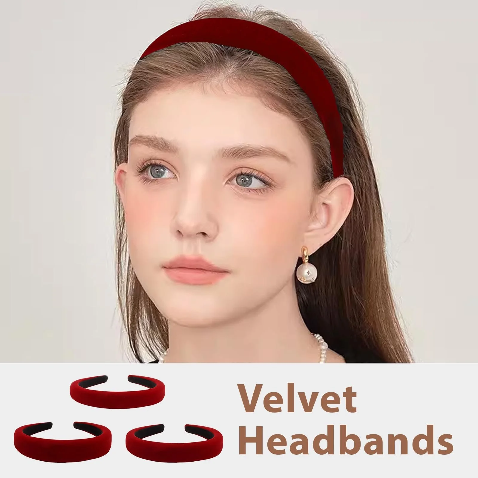 Набір оксамитових обручів на голову 3 шт, фото №5