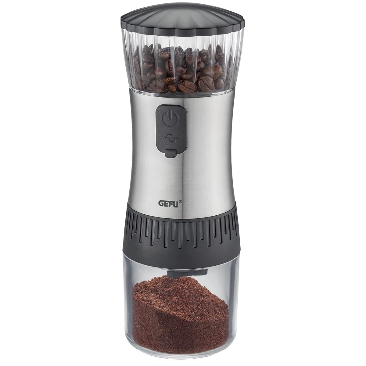 Электрическая кофемолка GEFU POLVE 16333 с аккумуляторной мельницей, USB, керамическая конусная, фото №3