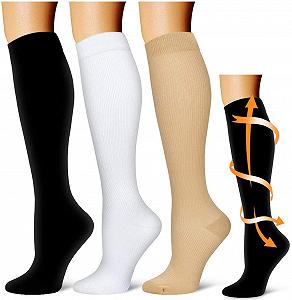 Компресійні шкарпетки (3 пари) для чоловіків і жінок, Підтримуючі панчохи для бігу, польоту, спорту - Фото 1