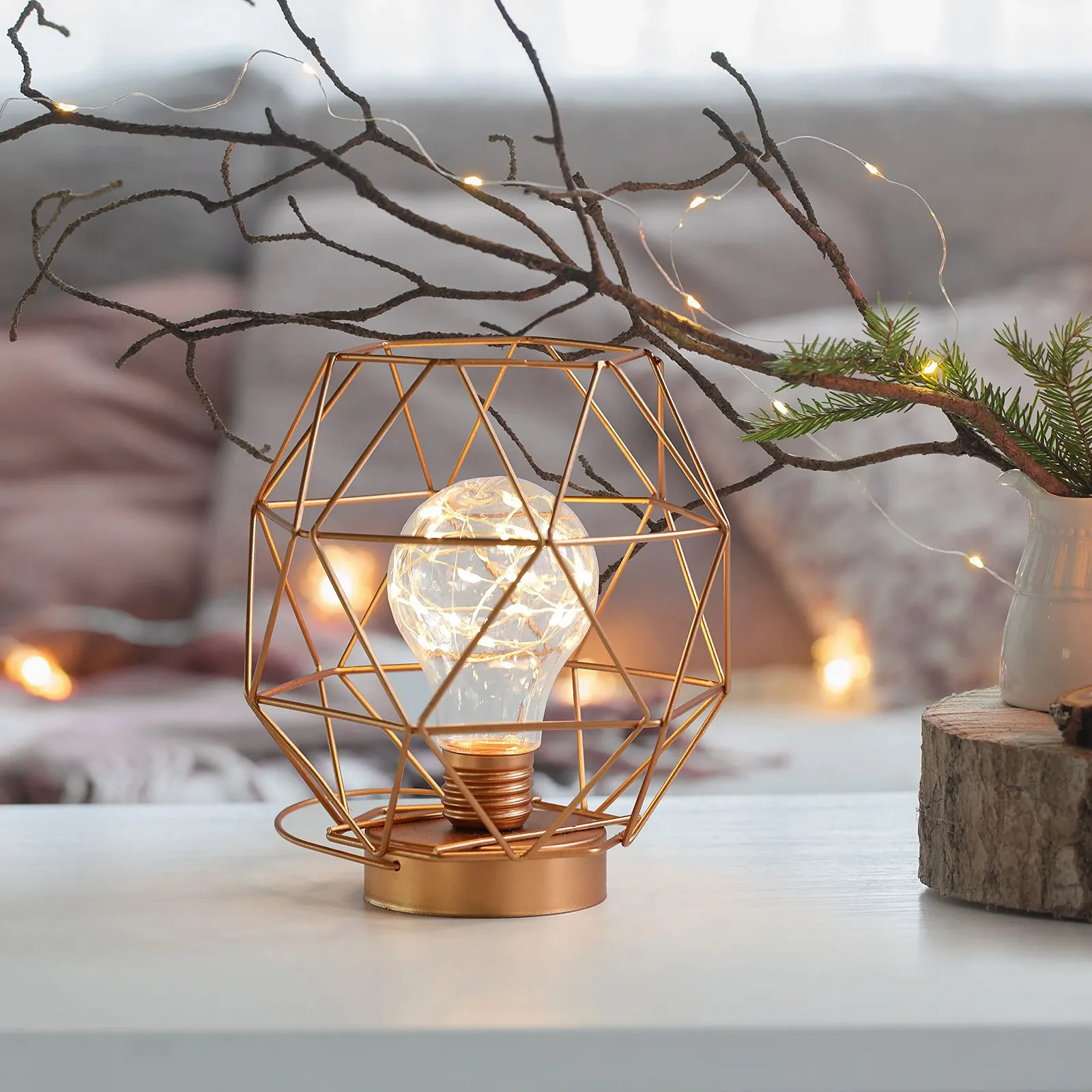 Настільна лампа DecoKing LED Metal Geometric Balbu Gold, фото №2
