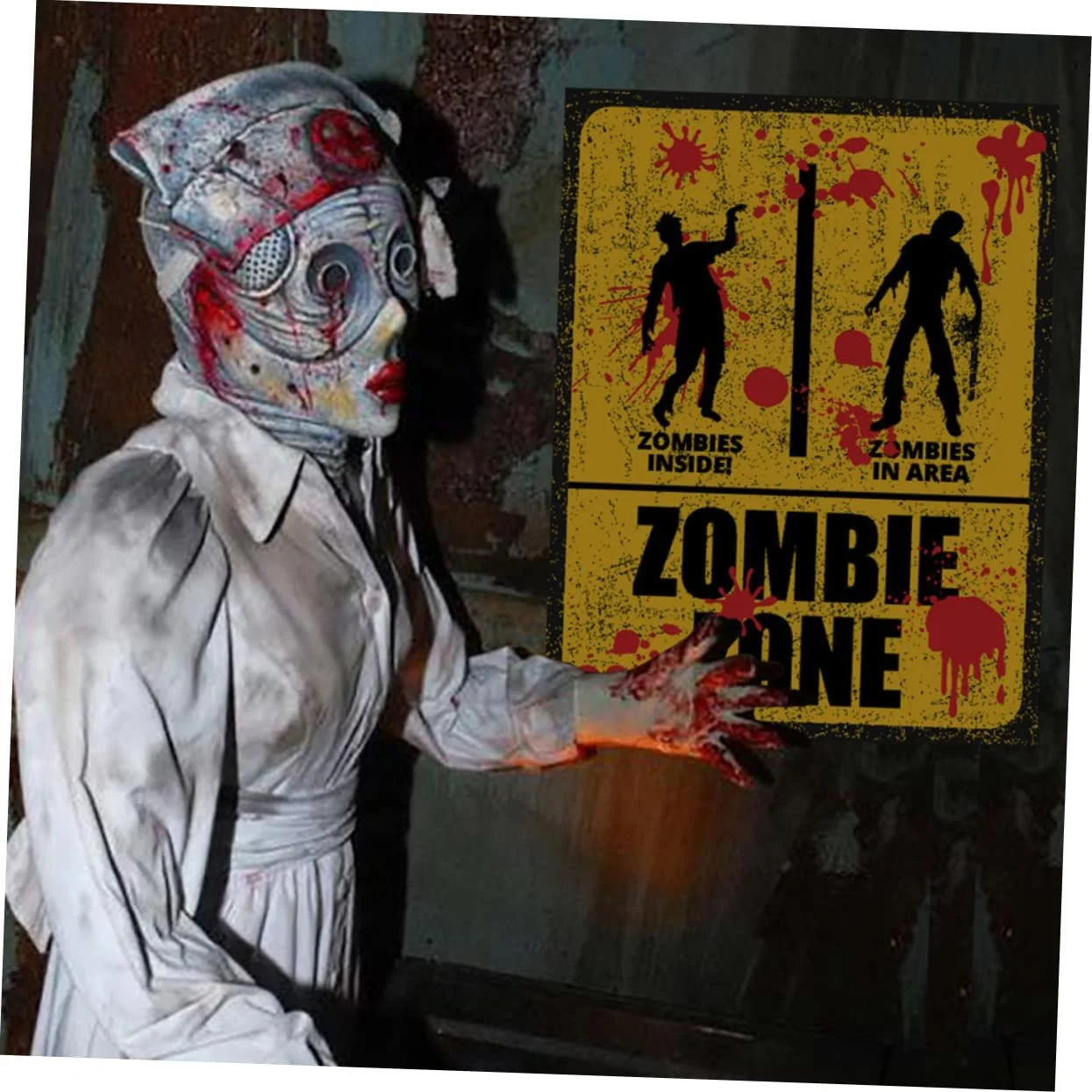 Наклейка на стіну Yardenfun Halloween Sign Danger Zombie, фото №9