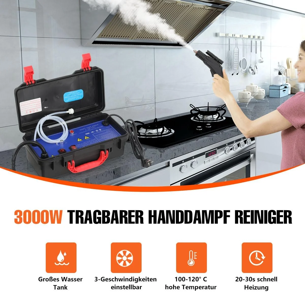 Портативний пароочисник високого тиску 220 В 3000 Вт ручний професійний, фото №2 Портативний пароочисник високого тиску 220 В 3000 Вт ручний професійний, фото №2