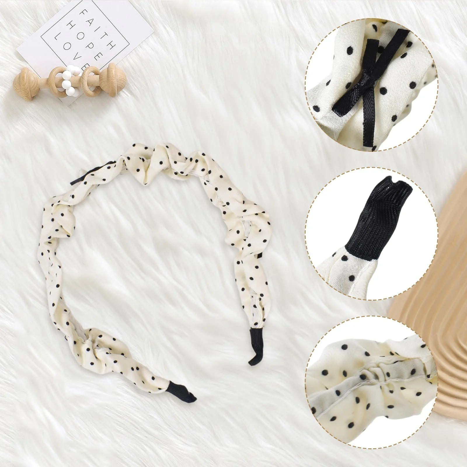 Обруч на голову в горошок, 2 шт, в горошок, фото №3