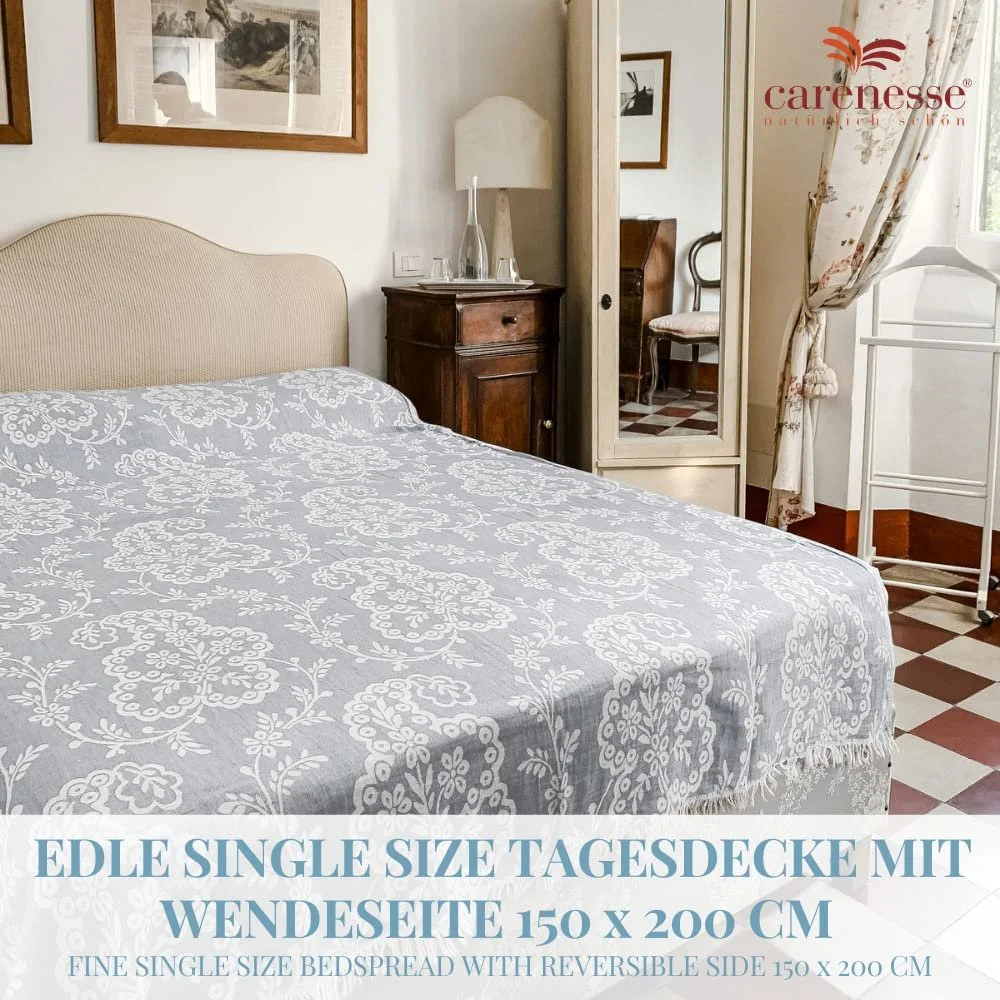 Покрывало жаккардовое Carenesse Односпальное Пейсли 150 x 200 см Серый, фото №2