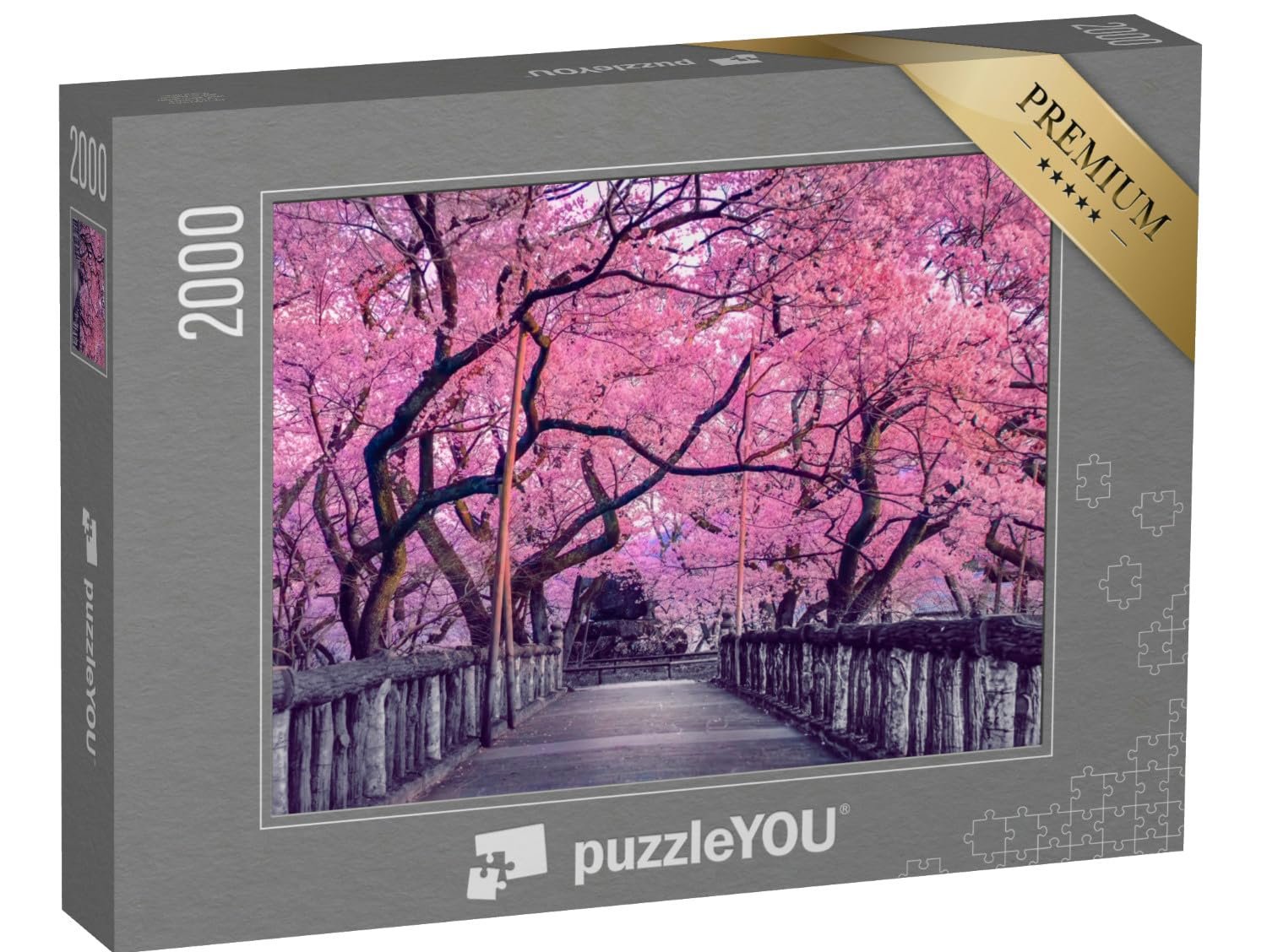 Пазл puzzleYOU Tokyo Jigsaw Puzzle Collection, Cities Worldwide Beautiful Cherry Blossom Over An Old Wooden Bridge, Japan 2000 элементов, фото №1
