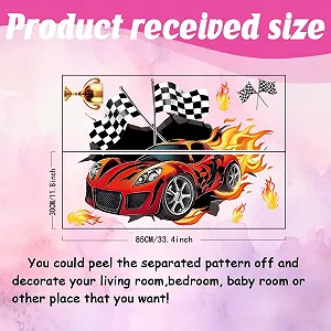 Наклейка на стіну SUPERDANT Hot Racing 3D вінілова Racing and Checked Flags synthetic.ua - Фото 1