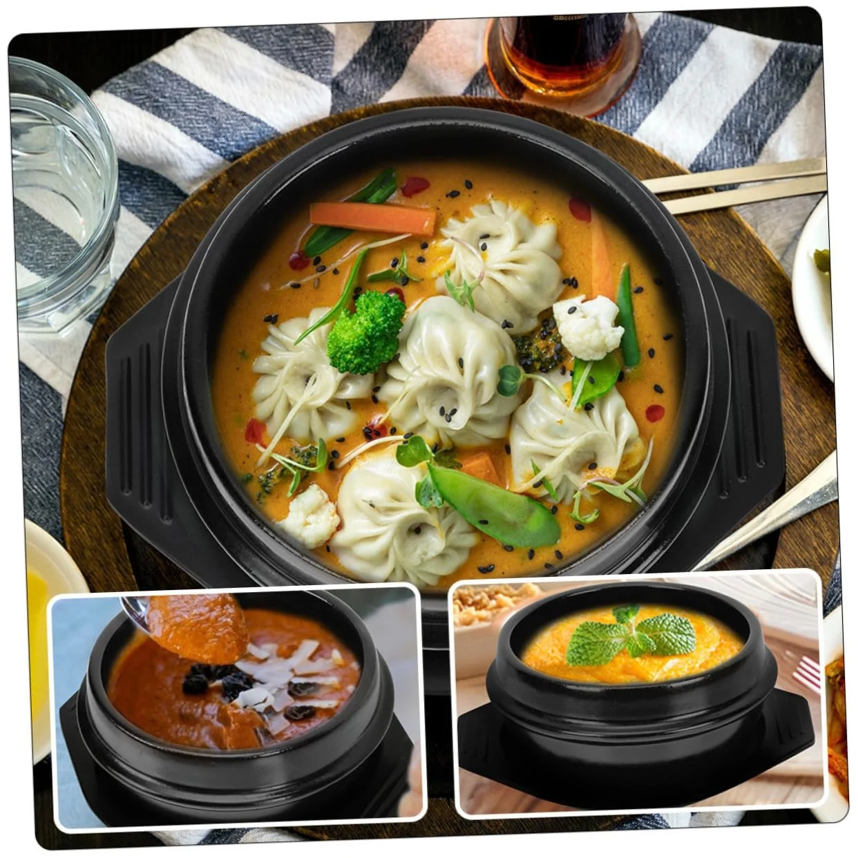 Керамическая кастрюля для тушения Cabilock с подносом цельная термостойкая, фото №4