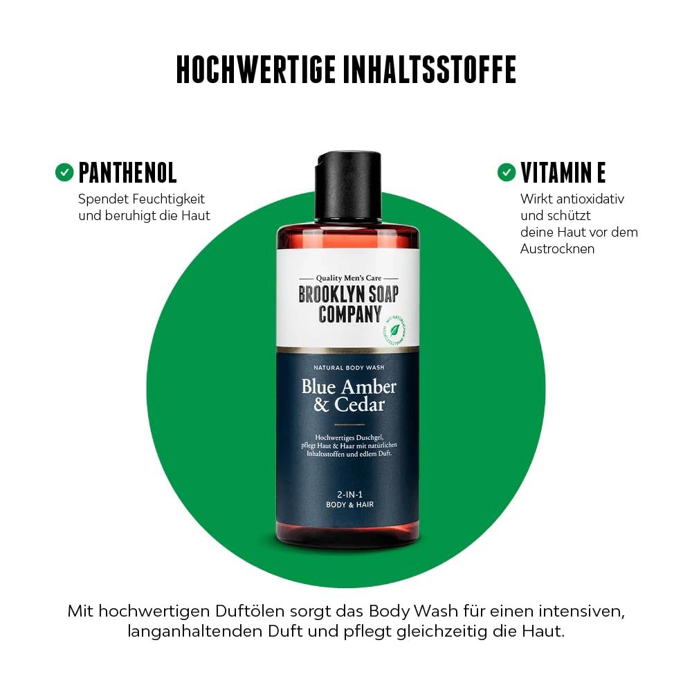 Гель для душа Brooklyn Soap Company Blue Amber & Cedar 2-в-1 для тела и волос набор из 5 шт, фото №5