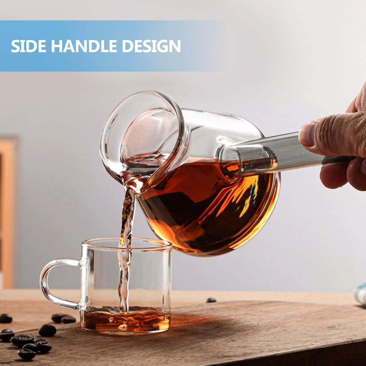 Турка Ciieeo стеклянная с боковой ручкой прозрачная для подогрева молока, маленький молочный чайник, для приготовления горячего шоколада, для растапливания масла для кухни, фото №6