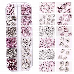 Набор страз для ногтей Jemora 12 ячеек, фигурные стразы, острые стразы, комбинированный набор, набор страз для ногтей своими руками - Фото 1