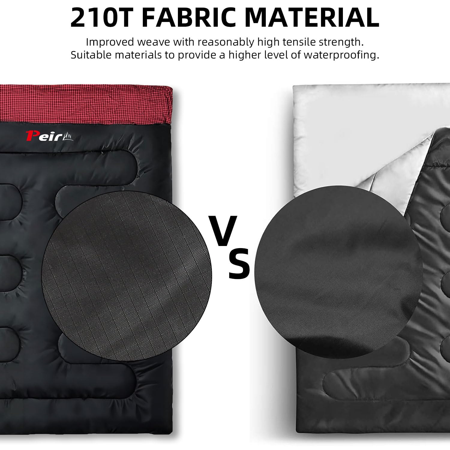 Спальный мешок Peirhw Extra Wide Rectangular 3 Season для взрослых с подушкой и сумкой для переноски, 300gsm Водонепроницаемый для кемпинга, для использования в помещении и на улице, фото №3 Спальный мешок Peirhw Extra Wide Rectangular 3 Season для взрослых с подушкой и сумкой для переноски, 300gsm Водонепроницаемый для кемпинга, для использования в помещении и на улице, фото №3