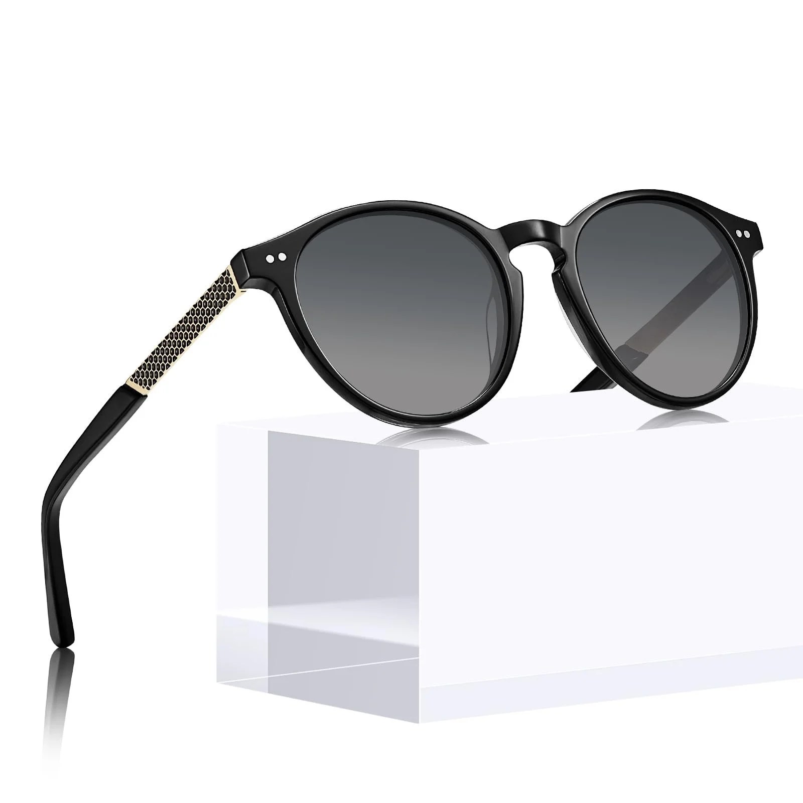 Вінтажні сонцезахисні окуляри Круглі CARFIA для жінок, з поляризацією та 100% захистом від ультрафіолету, фото №1