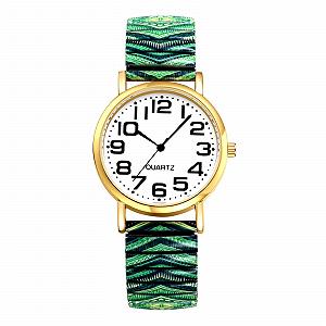 Женские часы OIDEA Boho Эластичные: Зеленый ремешок из нержавеющей стали с большим арабским циферблатом Кварцевые часы в стиле бохо-хиппи для женщин Матери Семей - Фото 1