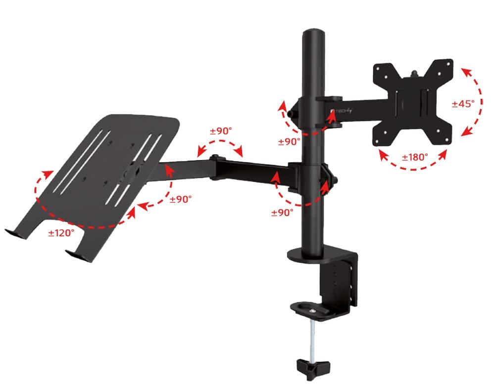 Настольное крепление TECHLY для монитора 13-32 дюйма и полки для ноутбука Черный, фото №5