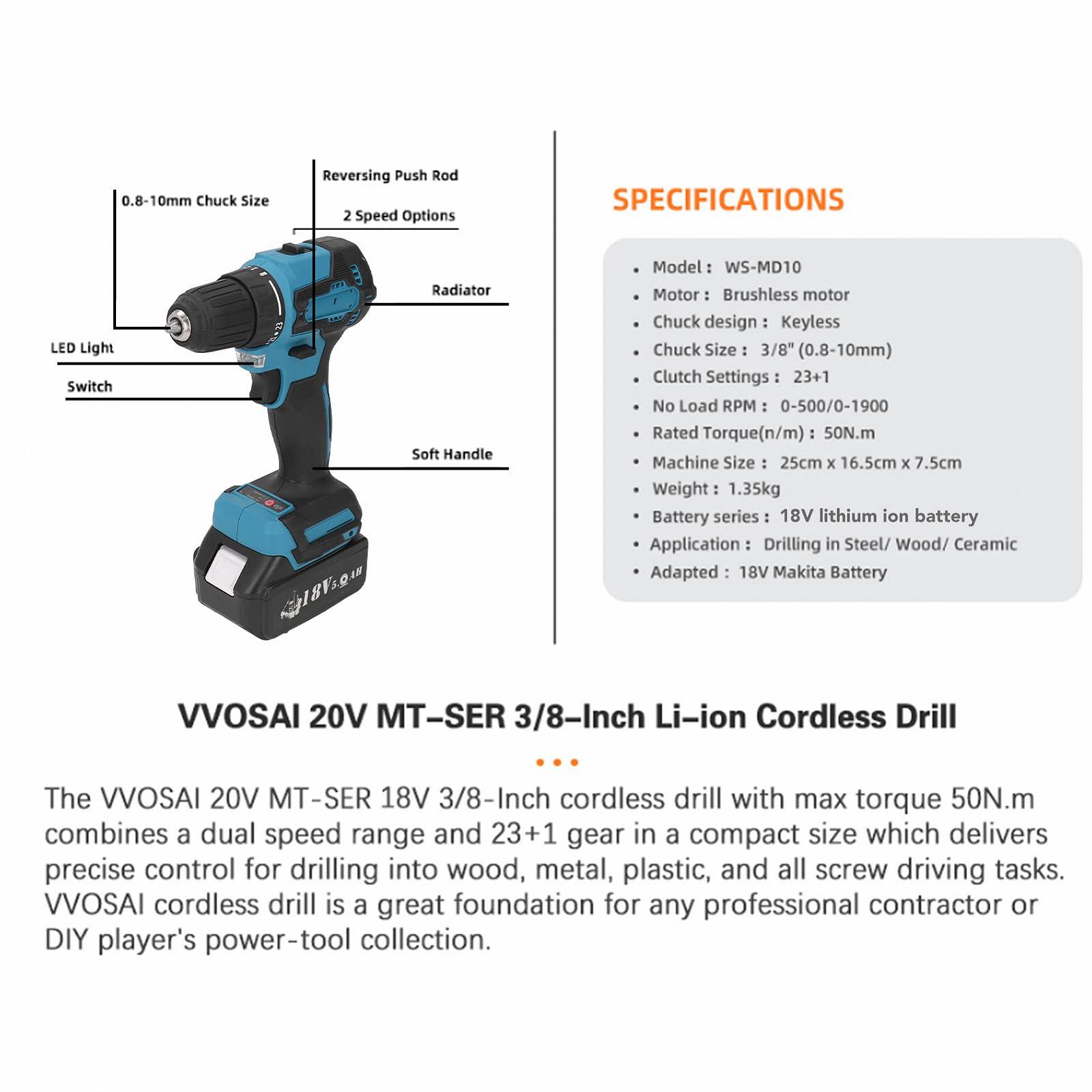 Дрель Cordless Screwdriver 23 Plus 1 Torsion 1700 об/мин Светодиодная подсветка Эргономичная рукоятка, фото №4