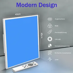 Світильник Glitzerlife LED RGB з регулюванням яскравості 24 Вт білий у комплекті з пультом управління квадратна стельова лампа з підсвіткою діаметром 45 см synthetic.ua - Фото 1